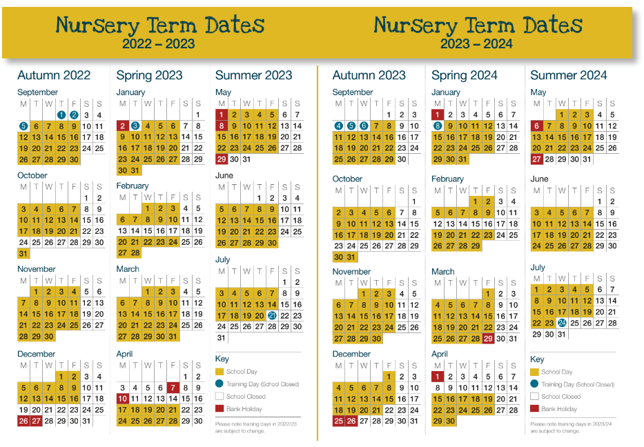 Term Dates 22-23 and 23-24 Nursery