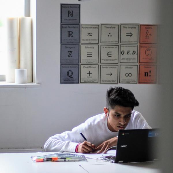 Student studying with laptop